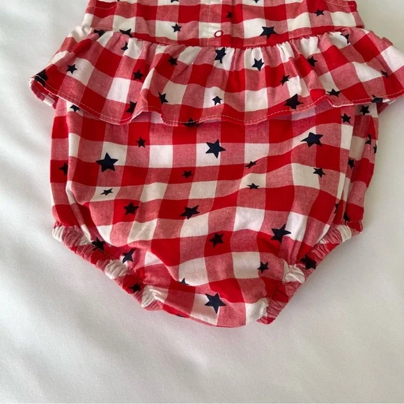 Cat & Jack Baby 12M Red Gingham Star Romper - Picture 9 of 13